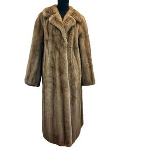 Hurtiq LTD brown long mink fur coat Sz L/XL